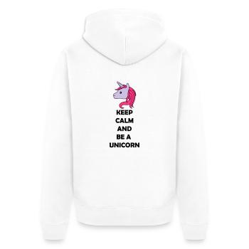 be_a_unicorn_02 - Unisex Premium Bio Zip Hoodie - Weiß - Hinten - Thijin (182cm)