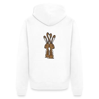 2 bunnies standing watching team friends crew brothers - Unisex Premium Organic Zip Hoodie - white - Back - Thijin (182cm)