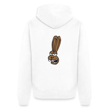 Hase Kaninchen Häschen Cartoon albern Hasenzähne - Unisex Premium Bio Zip Hoodie - Weiß - Hinten - Thijin (182cm)