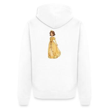Gelbe Prinzessin Robe mit Blüten - Unisex Premium Bio Zip Hoodie - Weiß - Hinten - Thijin (182cm)