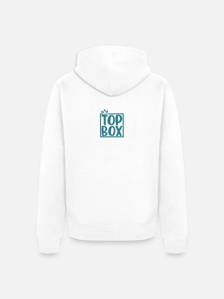 Top_Box_Logo_Farbe - Unisex Premium Bio Zip Hoodie - Weiß
