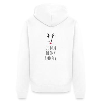 Do not drink and fly. Rudolf - Unisex Premium Bio Zip Hoodie - Weiß - Hinten - Thijin (182cm)