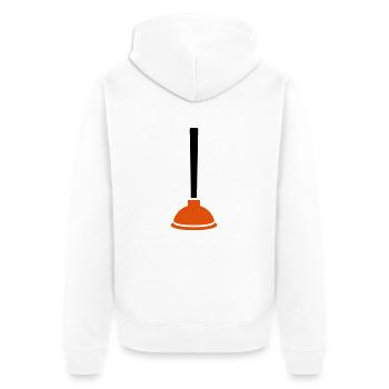 Klempner - Unisex Premium Bio Zip Hoodie - Weiß - Hinten - Thijin (182cm)