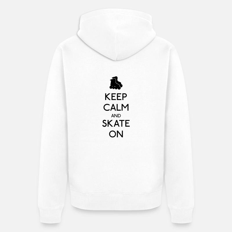 Keep Calm skate on - Unisex Premium Bio Zip Hoodie - Weiß