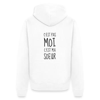 Bébé - Naissance - Enfant - Frère - Soeur - Humour - Veste à capuche bio Premium Unisexe - blanc - Dos - Thijin (182cm)