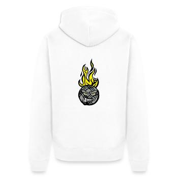 petanque gesicht cartoon flame13 feroce - Unisex Premium Bio Zip Hoodie - Weiß - Hinten - Thijin (182cm)