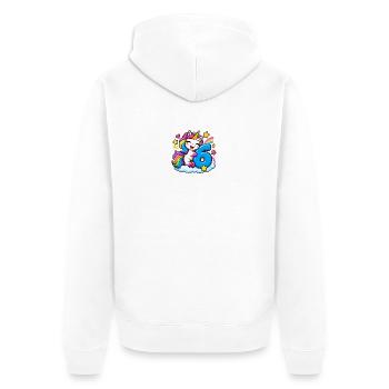 Regenbogen Unicorn Geburtstag 6 - Unisex Premium Bio Zip Hoodie - Weiß - Hinten - Thijin (182cm)