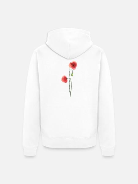 Blume: roter Mohn - Unisex Premium Bio Zip Hoodie - Weiß