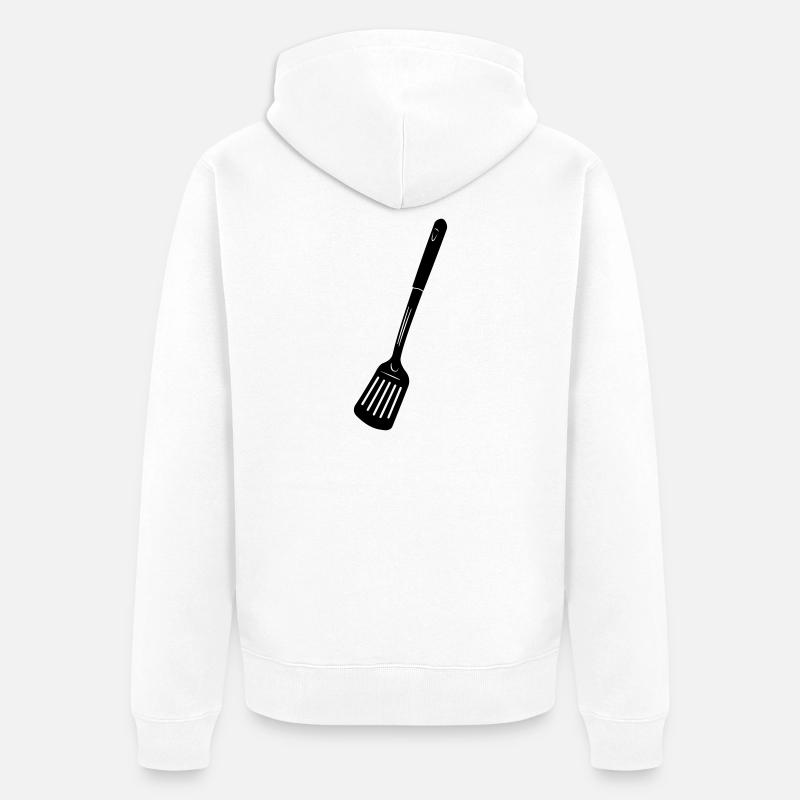 Küchenutensilien Fritteuse oder Backlöffel - Unisex Premium Bio Zip Hoodie - Weiß