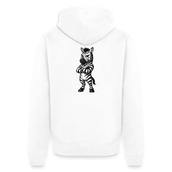Cooles Zebra Selbstbewusst Cartoon Gelassen - Unisex Premium Bio Zip Hoodie - Weiß - Hinten - Thijin (182cm)