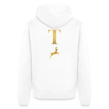 Buchstabe t goldener Hirsch - Geschenkidee - Unisex Premium Bio Zip Hoodie - Weiß - Hinten - Thijin (182cm)