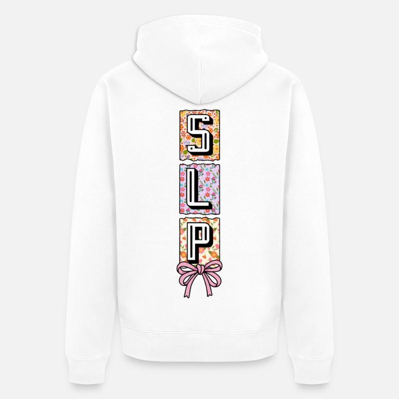 SLP Speech Language Pathology Speech Therapist - Unisex Premium Organic Zip Hoodie - white