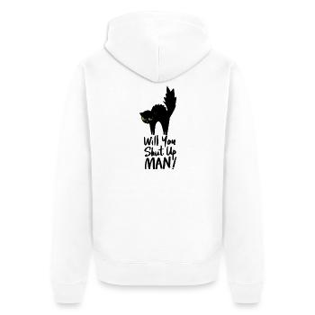 Tête de chat nocturne aux yeux verts - Veste à capuche bio Premium Unisexe - blanc - Dos - Thijin (182cm)