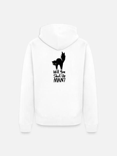 Nachtkatzengesicht mit Grünen Augen - Unisex Premium Bio Zip Hoodie - Weiß