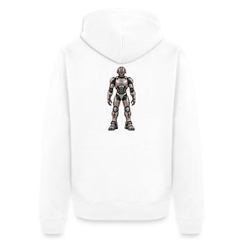 AJ-163 Vollkörper - Unisex Premium Bio Zip Hoodie - Weiß - Hinten - Thijin (182cm)