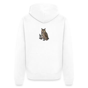 Chouette à grands oreillons Asio otus - Veste à capuche bio Premium Unisexe - blanc - Dos - Thijin (182cm)