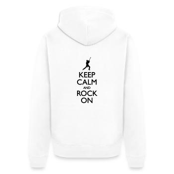 Keep calm and rock on - Unisex Premium Bio Zip Hoodie - Weiß - Hinten - Thijin (182cm)