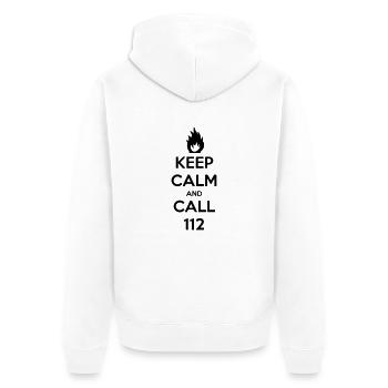 KEEP CALM and CALL 112 - Unisex Premium Bio Zip Hoodie - Weiß - Hinten - Thijin (182cm)