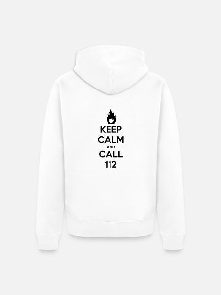KEEP CALM and CALL 112 - Unisex Premium Bio Zip Hoodie - Weiß