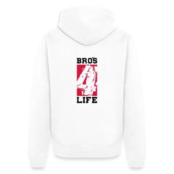 bros_4_life_cb2 - Unisex Premium Bio Zip Hoodie - Weiß - Hinten - Thijin (182cm)