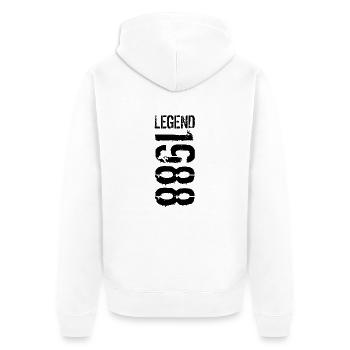 Legend 1988 black - Unisex Premium Bio Zip Hoodie - Weiß - Hinten - Thijin (182cm)