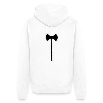 axt - Unisex Premium Bio Zip Hoodie - Weiß - Hinten - Thijin (182cm)