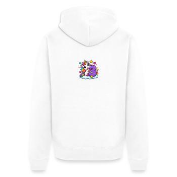 Einhorn auf Wolke Drei - Unisex Premium Bio Zip Hoodie - Weiß - Hinten - Thijin (182cm)
