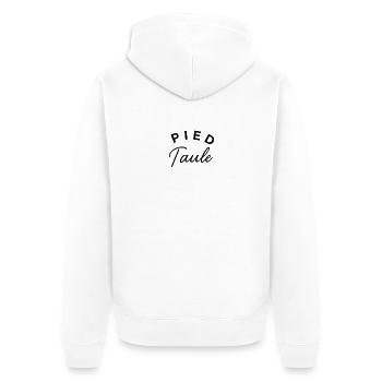 Pied taule – Design typographique humoristique - Veste à capuche bio Premium Unisexe - blanc - Dos - Thijin (182cm)