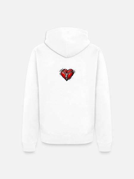 Herz mit Metallreißverschluss - Unisex Premium Bio Zip Hoodie - Weiß