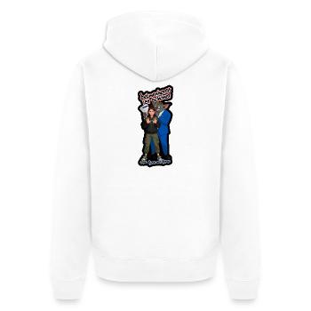 Delmenhorst ist schöner ohne Hass und Hetze 2 - Unisex Premium Bio Zip Hoodie - Weiß - Hinten - Thijin (182cm)
