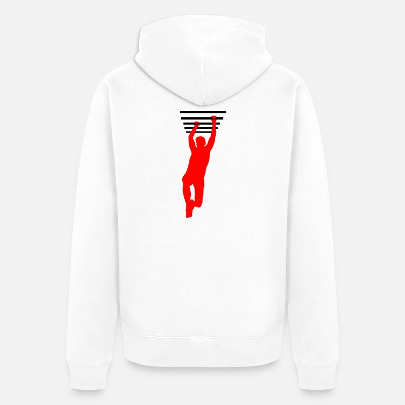 Prise OCR – Conception de barres suspendues - Veste à capuche bio Premium Unisexe - blanc