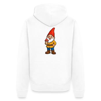 Fröhlicher Waldfürst mit Pilz - Unisex Premium Bio Zip Hoodie - Weiß - Hinten - Thijin (182cm)