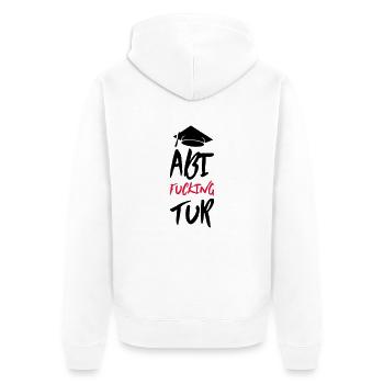 abi fucking tur - Unisex Premium Bio Zip Hoodie - Weiß - Hinten - Thijin (182cm)
