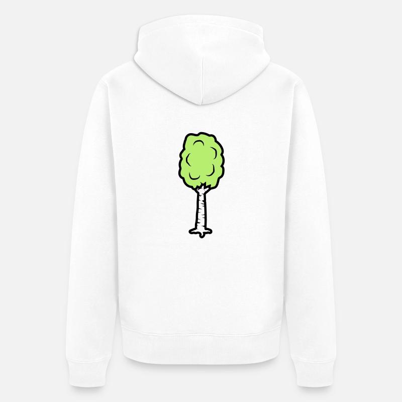 Comic Birke Bäumchen - Unisex Premium Bio Zip Hoodie - Weiß