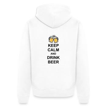Keep Calm Drink Beer - Unisex Premium Bio Zip Hoodie - Weiß - Hinten - Thijin (182cm)
