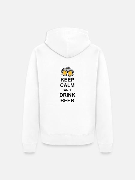 Keep Calm Drink Beer - Unisex Premium Organic Zip Hoodie - white