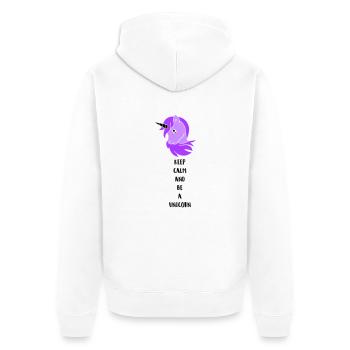 Licorne Restez calme - Veste à capuche bio Premium Unisexe - blanc - Dos - Thijin (182cm)