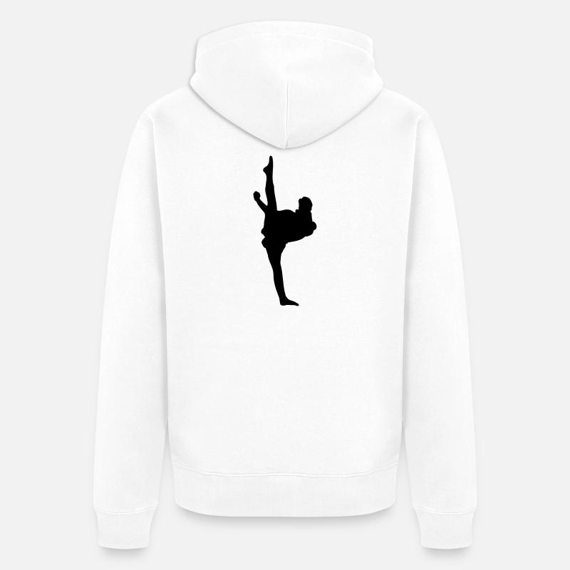 Karate oder Taekwondo High Kick - Unisex Premium Bio Zip Hoodie - Weiß
