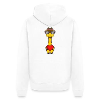 Girafe avec lunettes de soleil et cœur - Veste à capuche bio Premium Unisexe - blanc - Dos - Thijin (182cm)