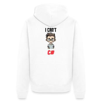 I can't C# - Unisex Premium Bio Zip Hoodie - Weiß - Hinten - Thijin (182cm)