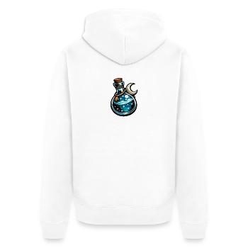 Mondtrank Flaschenzauber - Unisex Premium Bio Zip Hoodie - Weiß - Hinten - Thijin (182cm)