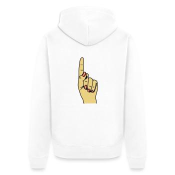 zeigefinger - Unisex Premium Bio Zip Hoodie - Weiß - Hinten - Thijin (182cm)