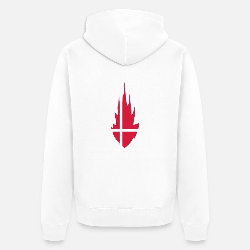 Denmark Danmark Fire Flame Design - Unisex Premium Bio Zip Hoodie - Weiß