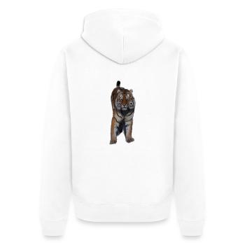 Tiger - Unisex Premium Bio Zip Hoodie - Weiß - Hinten - Thijin (182cm)