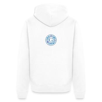 Élégant logo floral en céramique - Lettre G - Veste à capuche bio Premium Unisexe - blanc - Dos - Thijin (182cm)