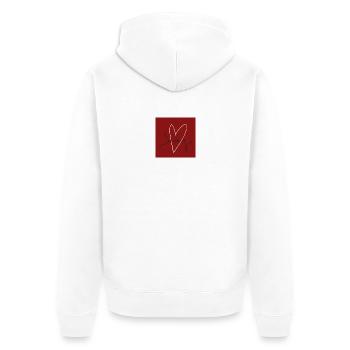 Charakteristisches sexy rotes Herz - Unisex Premium Bio Zip Hoodie - Weiß - Hinten - Thijin (182cm)