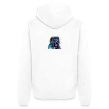 Leone Neon Glasses - Unisex Premium Organic Zip Hoodie - white - Back - Thijin (182cm)