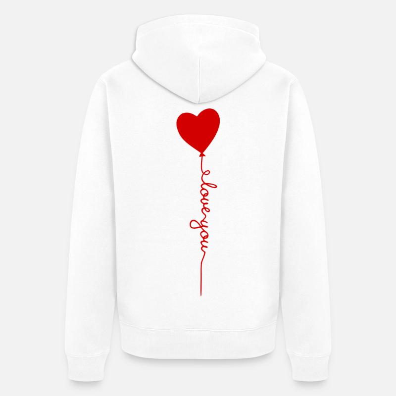 Ballon coeur avec script d’amour - Veste à capuche bio Premium Unisexe - blanc