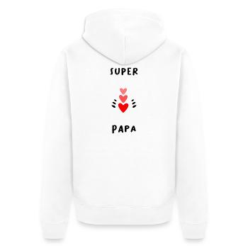 VATERTAG. FROHER VATERTAG. PAPA. ALLES GUTE ZUM GEBURTSTAG. - Unisex Premium Bio Zip Hoodie - Weiß - Hinten - Thijin (182cm)