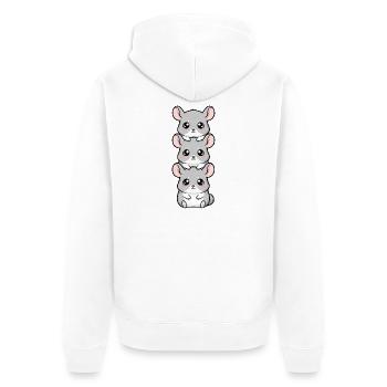 Süße Chinchilla Kawaii Cartoon Cozy Vibes - Unisex Premium Bio Zip Hoodie - Weiß - Hinten - Thijin (182cm)